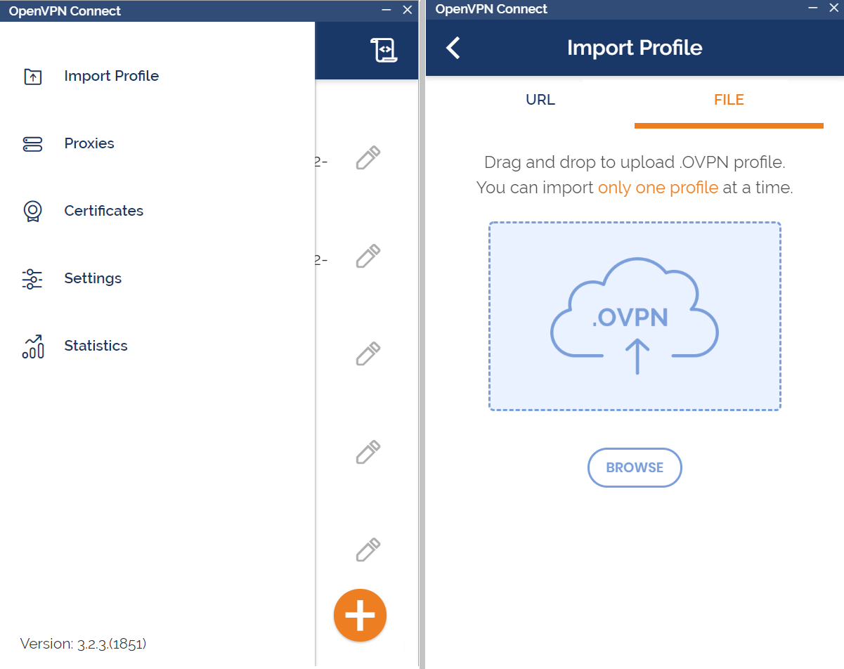 تصویری که تنظیمات برنامه OpenVPN را نشان می دهد