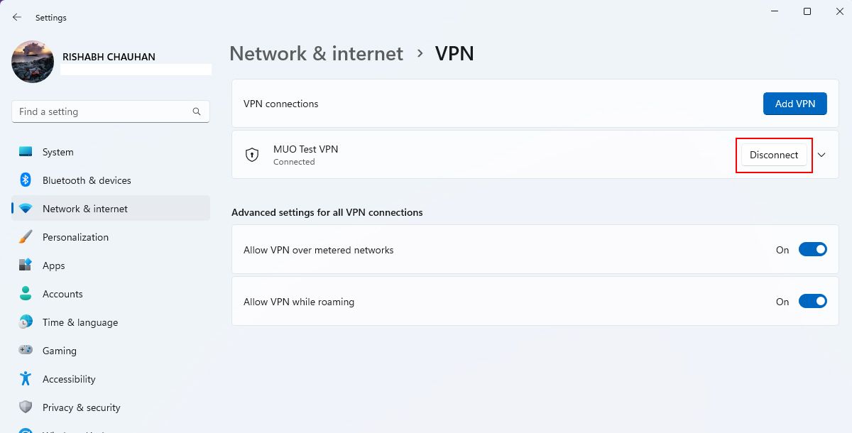 تنظیمات VPN ویندوز