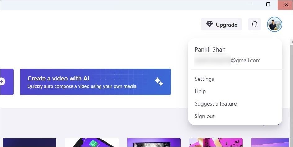 از برنامه Clipchamp خارج شوید