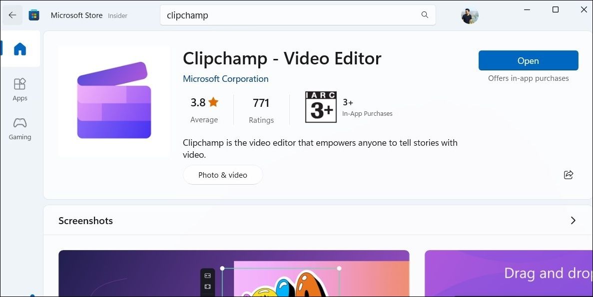 برنامه Clipchamp را در ویندوز به روز کنید