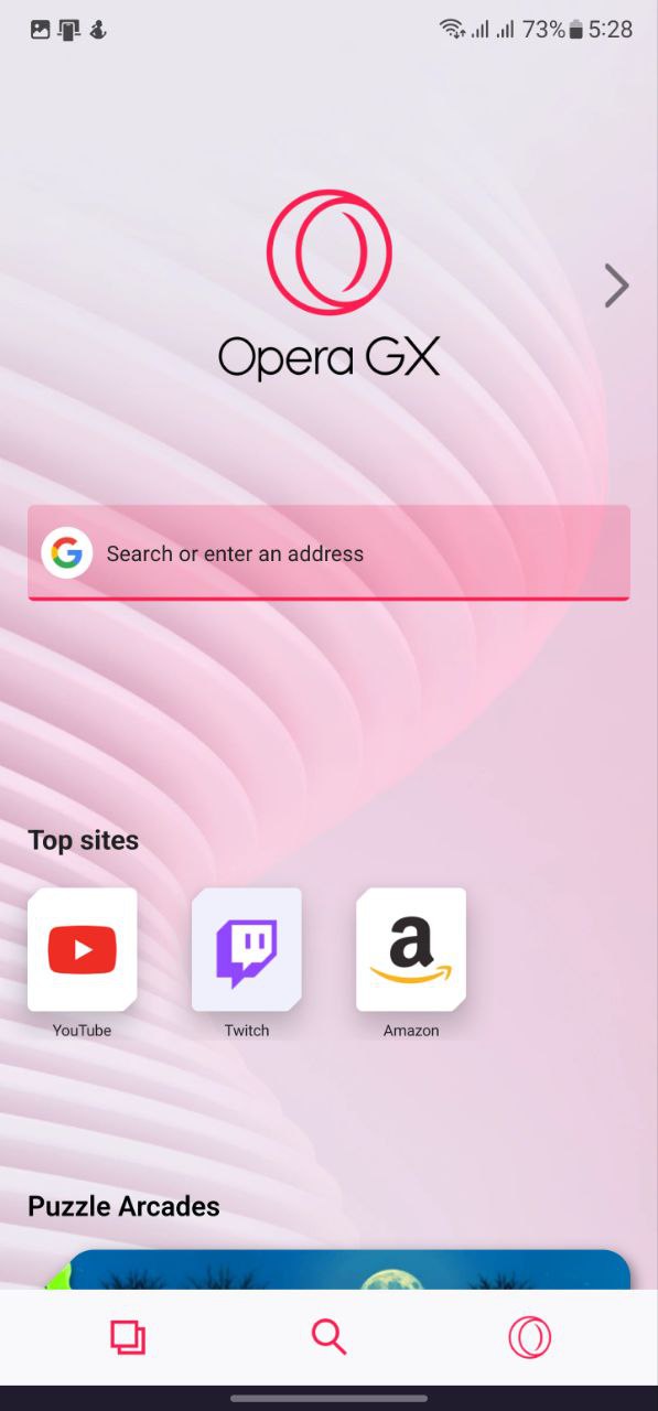 رابط کاربری تب جدید Opera GX 1