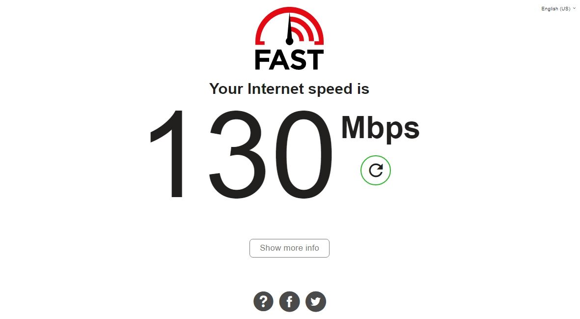 سرعت اینترنت مطابق با Fast.com