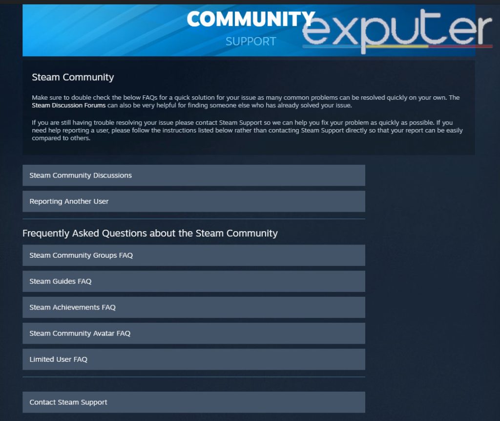 پشتیبانی مشتری steam برای راه حل ها