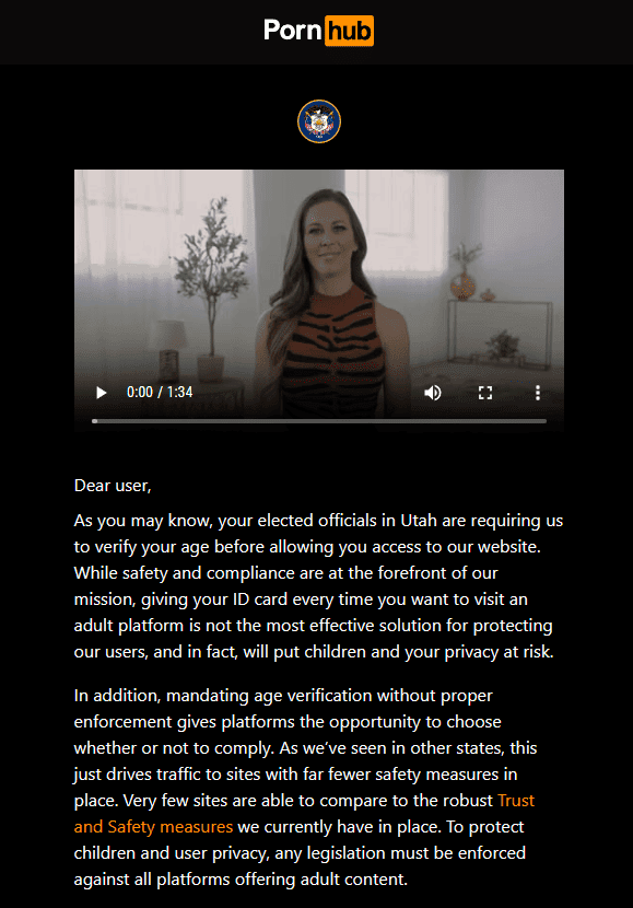 pornhub blocked in utah