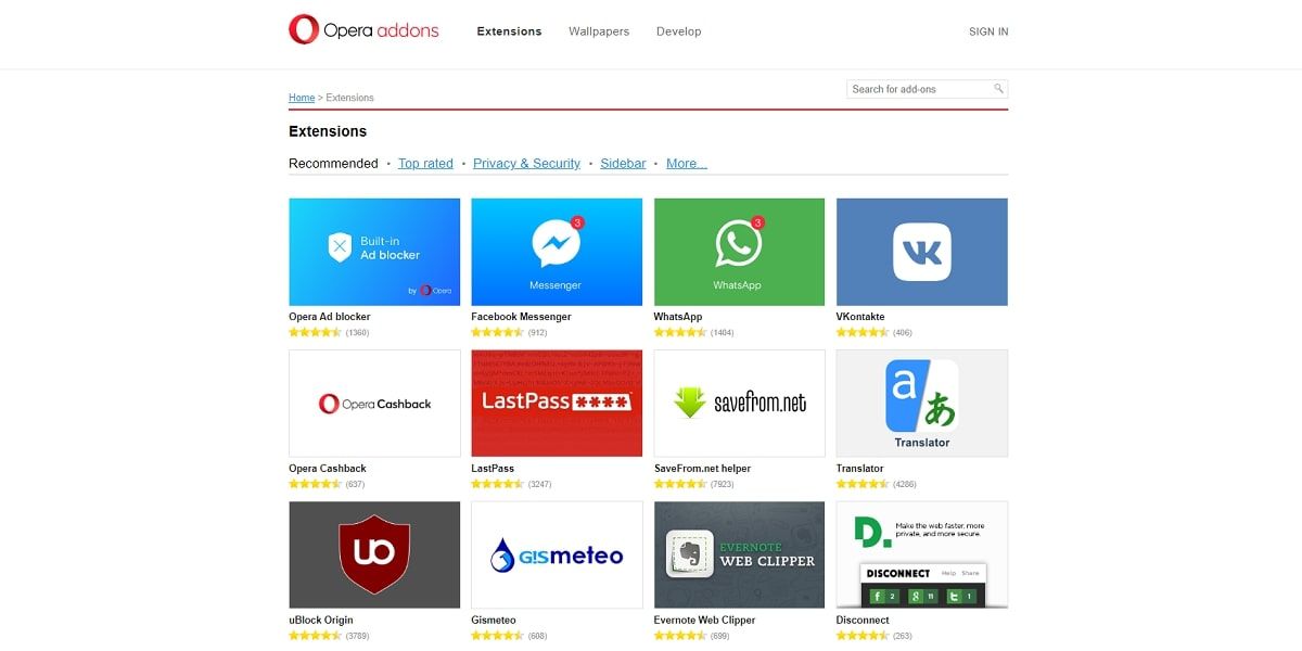 افزونه های اپرا