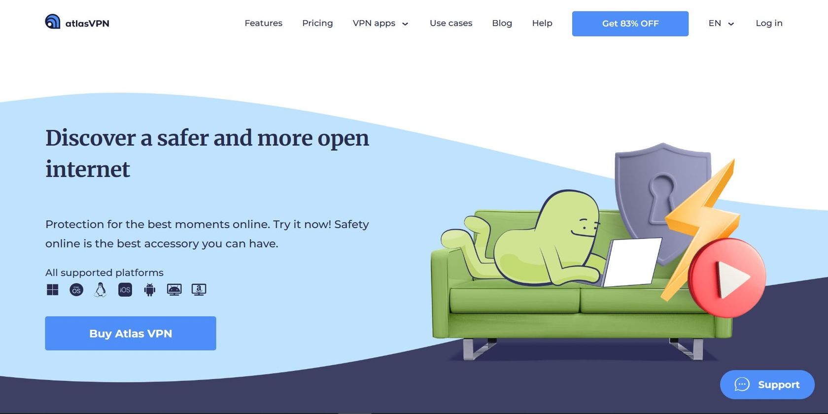 تصویر صفحه اصلی Atlas VPN