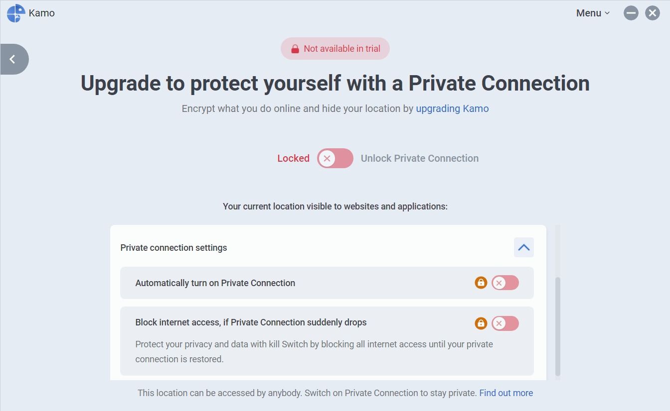 ارتقاء ویژگی Privacy Connection Kamo