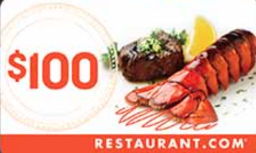 کارت هدیه 100 دلاری restaurant.com