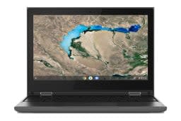 Lenovo 2-in-1 Chromebook روی پس‌زمینه سفید پوشانده شده است