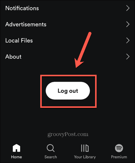 Spotify خروج از سیستم