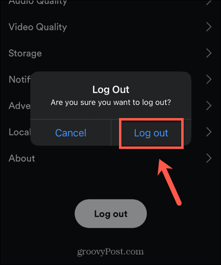 Spotify تایید log ot