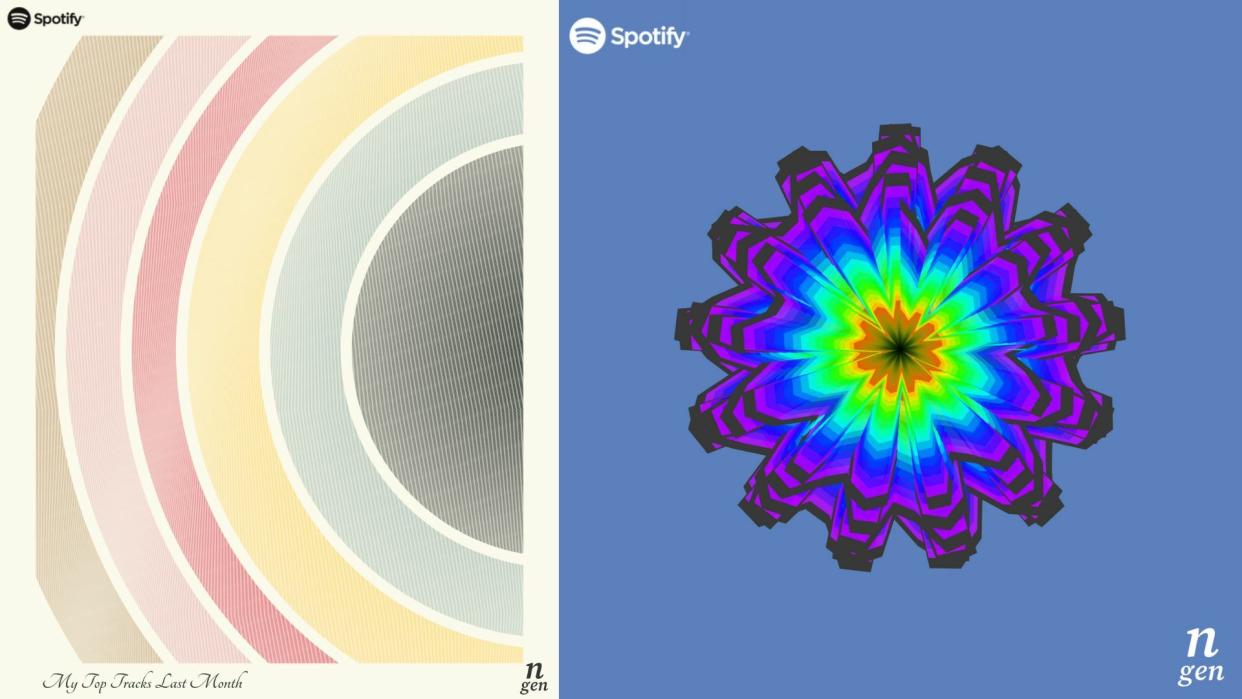 دو اثر هنری از داده های Spotify.